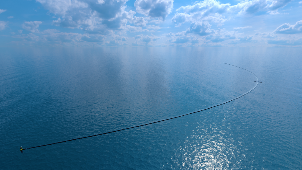  The Ocean Cleanup computer rendering, close-up. Credits: Erwin Zwart / The Ocean Cleanup